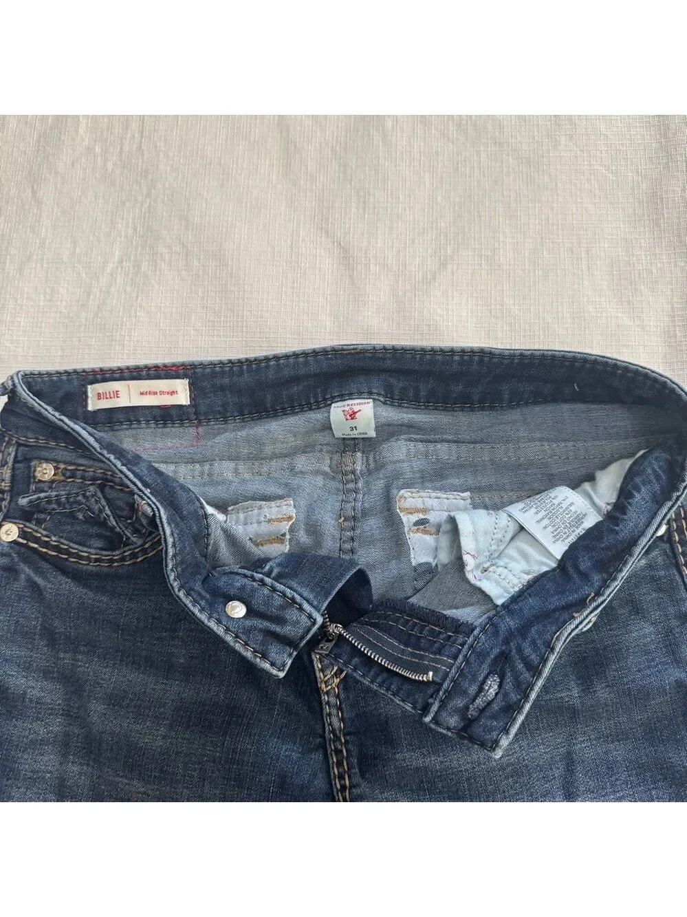 True Religion Billie Mid Rise Women's Straight Leg Jeans SZ 31 - Picture 4 of 12